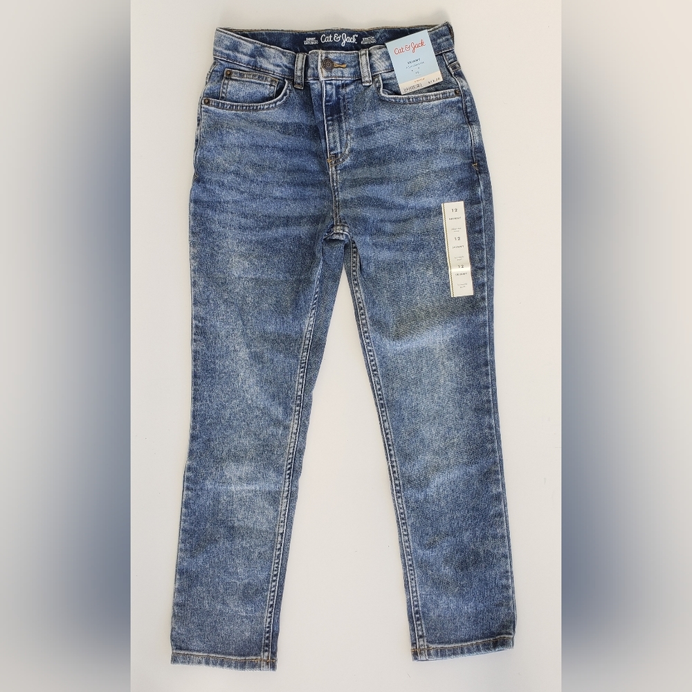 Boys Super-Stretch Slim Fit Jeans - Cat & Jack, Medium Blue, Size 12